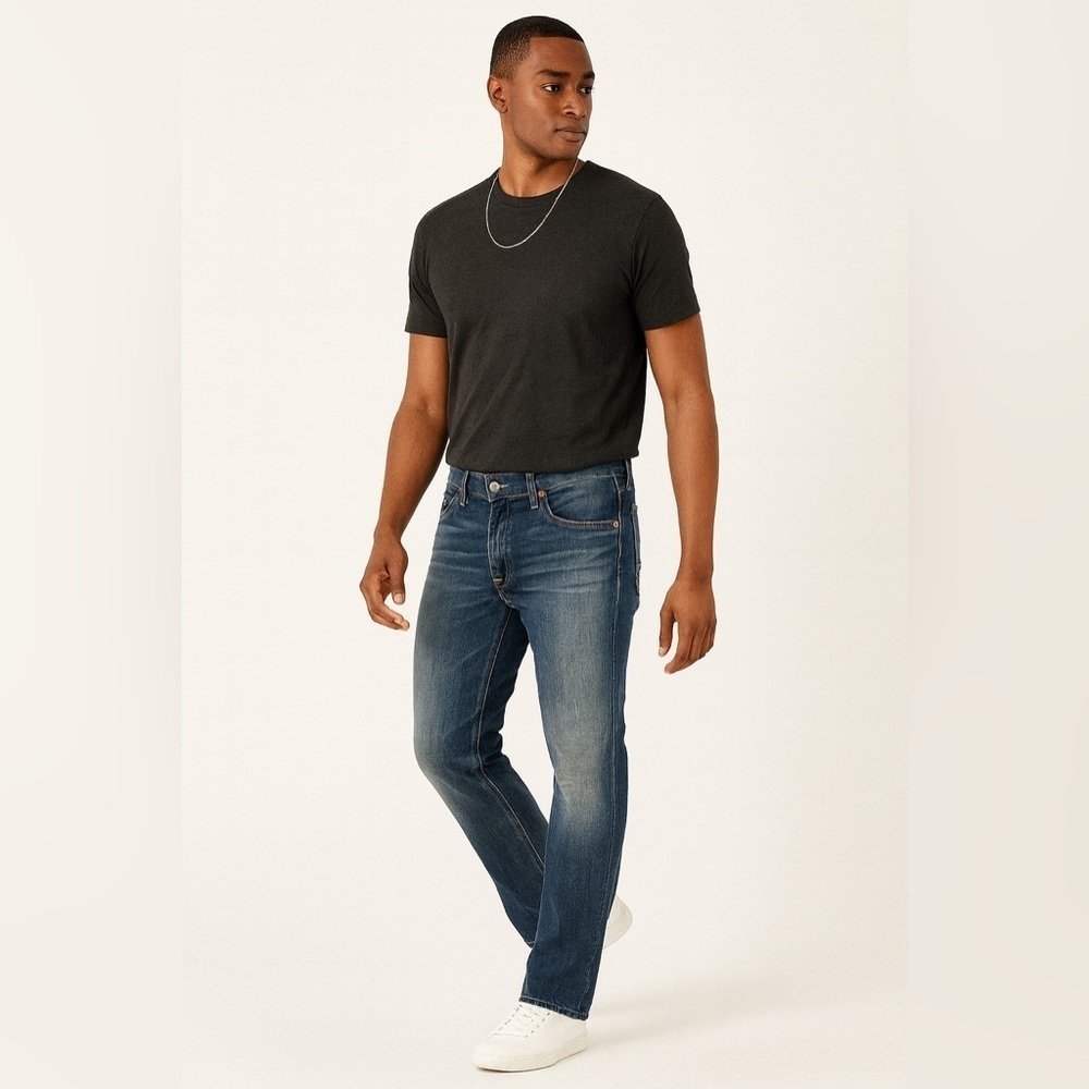 True Religion  Blue Straight Leg Distressed Denim Classic Stitch Jeans Size 34